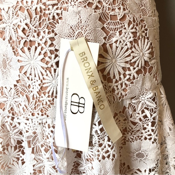 Bronx & Banco Daisy Midi Dress White Tan Size 10 NWT - Picture 10 of 16
